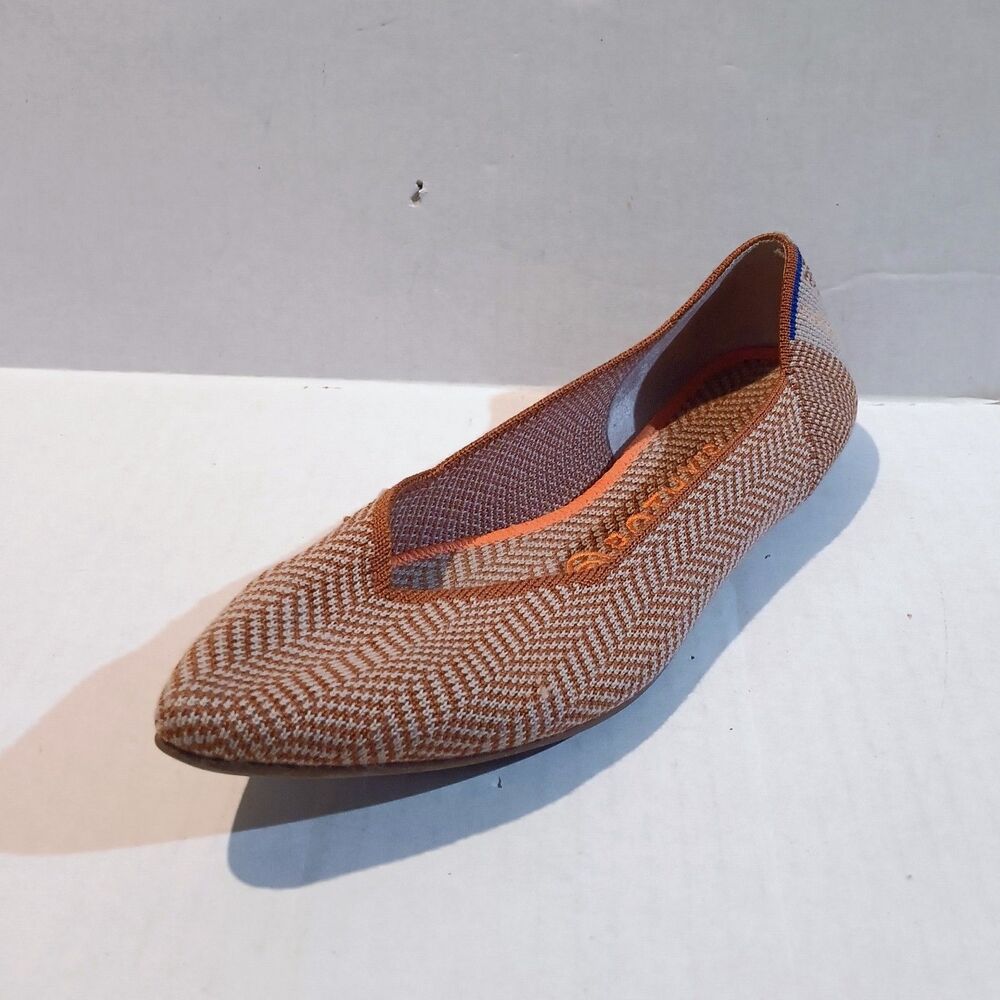 Rothy's Camel Herringbone The Point Ballet Flats-Size 7-Wool Blend Upper-Retired